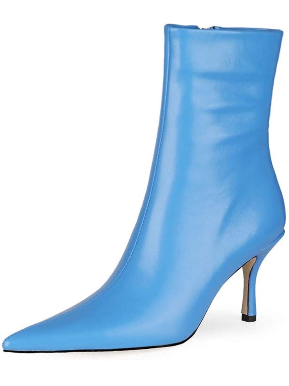 Women Pointed Toe Stiletto Ankle Boots Zip Up Mid Calf Booties